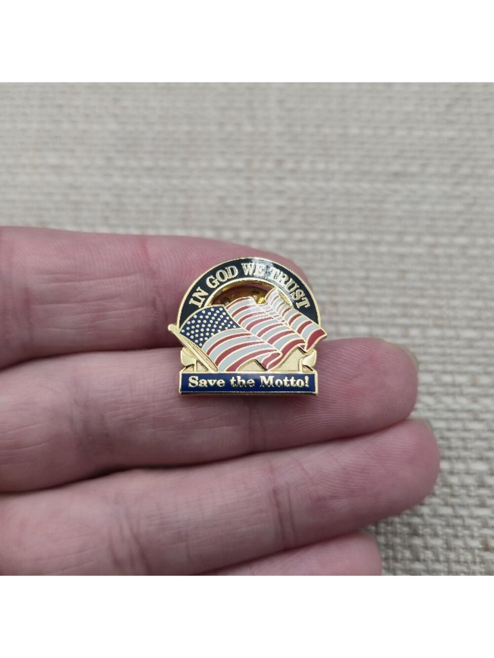In God We Trust / Save the Motto American Flag Patriotic Enamel Lapel Pin A8963